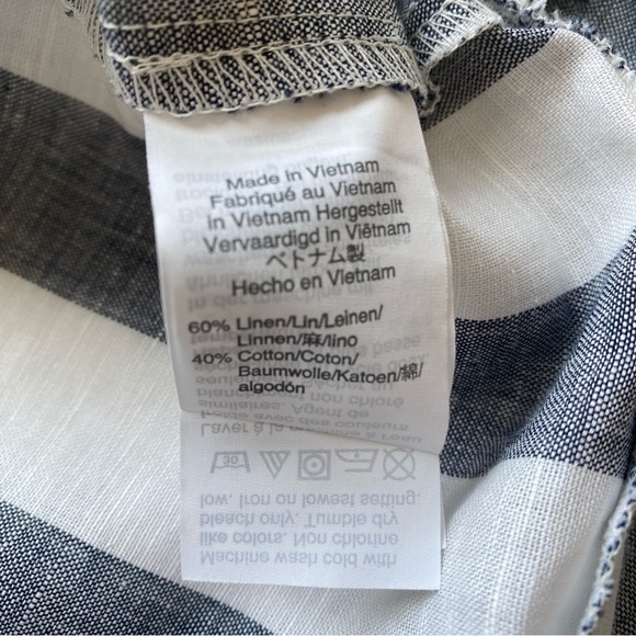 NWT J. Crew Tie Waist Bow Linen Top Tank Blouse Stripe Size 14 - Picture 10 of 12